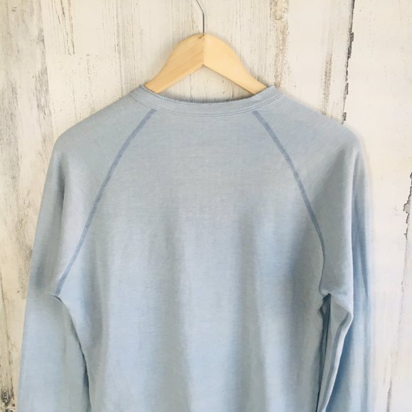 NWOT Save Khaki Pointelle Henley Surf Light Blue Long Sleeve Knit Shirt - Picture 8 of 9